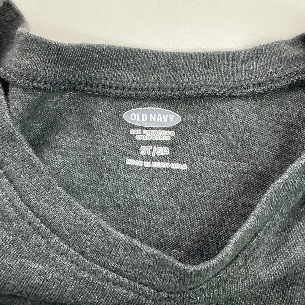 Old Navy Gray I Heart Dad T-Shirt Kids 5T Floral Silver Foil Graphic Tee